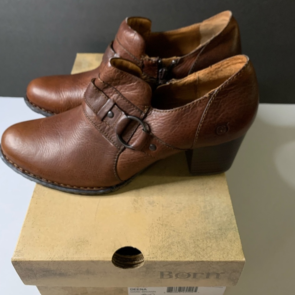 Born Brown Leather Ankle Booties